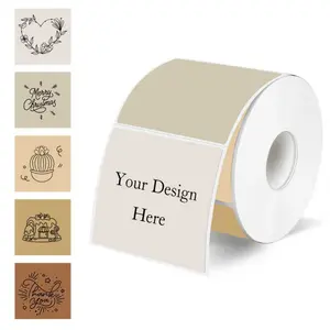 STARBOLING Square Thermal Labels Stickers 2" x 2", Self-Adhesive Waterproof Square Direct Thermal Labels Stickers, Perforation Line Design- 300 Sheets/Autumn Colors