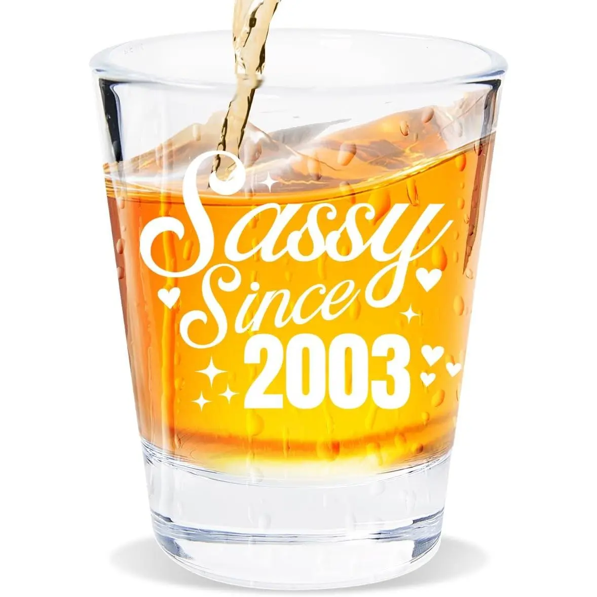 2oz Compact Neutral 21st Birthday Shot Glass - Sassy Since 2023, Party Decoration Gift for Her/Him, Kitchenware Drinkware Glasses