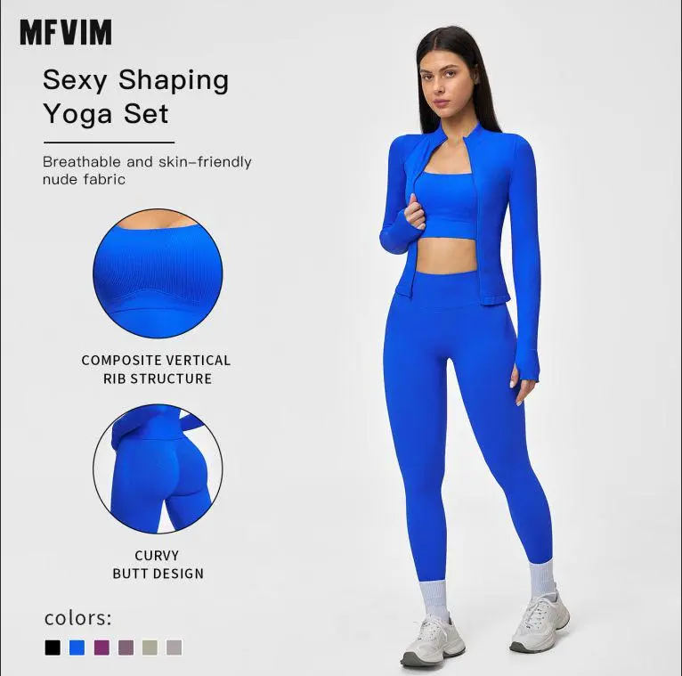 MFVIM Women’s Seamless Yoga Set – Tapered Back Design, Tight Fitness Wear, High-Stretch Running Workout Set, Sports Wear, Stretchy Suit Set