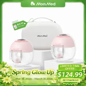 MomMed S33 Luma Built-In Night Light & Pain-Free Breast Pump For Night Pumping,Wearable Breast Pump, Electirc Portable Breast Pump, Breastfeeding Pump with 4 Modes & 9 Levels, 17/19/21mm Flange Inserts Babypump