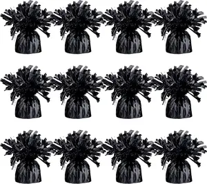 Black Balloon Weights, Heavy Balloon Weight Pack of 12 Metallic Foil Weights for Balloons, Birthday Party & Wedding Table Centerpiece Ballon Weight 4.8 DIY Ballon Weights for Helium Balloons