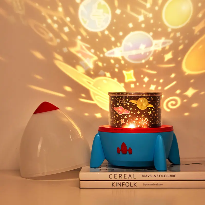 Rocket Star Projector Light for Kids Room Aesthetic Decor, 360 Rotating Ocean Galaxy Projector with Bluetooth Speaker & Auto Timer, USB Plug-in Color Changing Bedtime Lamp, Cool Sensory Nightlight Gift for Toddlers Boys Girls
