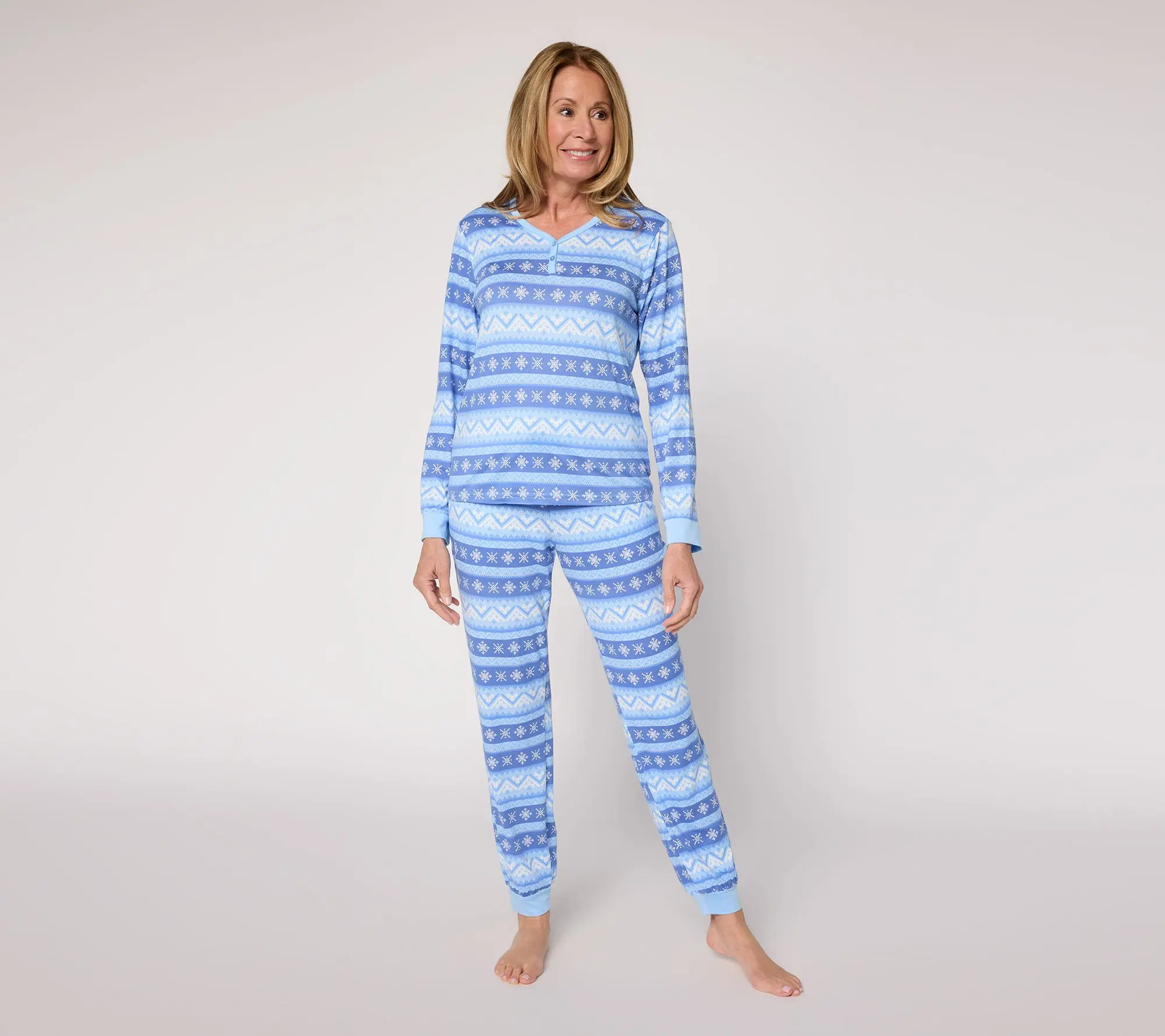 MUK LUKS Petite Cloud Knit Henley Printed Pajama Set MUK LUKS Petite Cloud Knit Henley Printed Pajama Set
