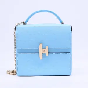 Pre-owned HERMÈS Leather Shoulder Bags Hermes Candy Blue Cinhetic Top Handle Boxy Bag b20442