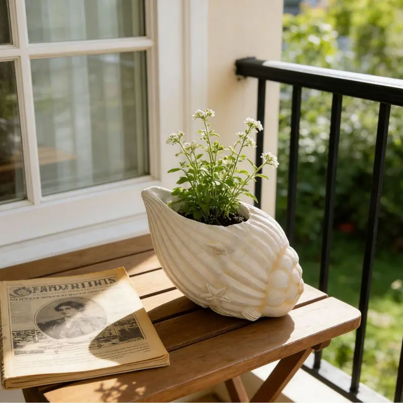 Creative Seashell Conch Resin Flower Pot Coastal Style Succulent Planter Home Decor Vase
