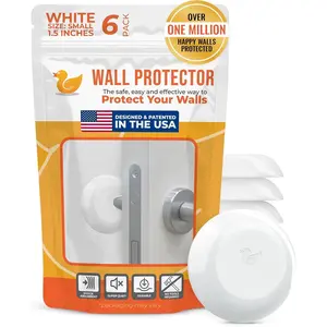 Door Stoppers for Wall 2" (6 Pack White) Self Adhesive & Discreet  Door Knob Wall Protector - Quiet Door Bumper with Secure Adhesive - Rubber Door Stops - Shock Absorbent Door Handle Stopper