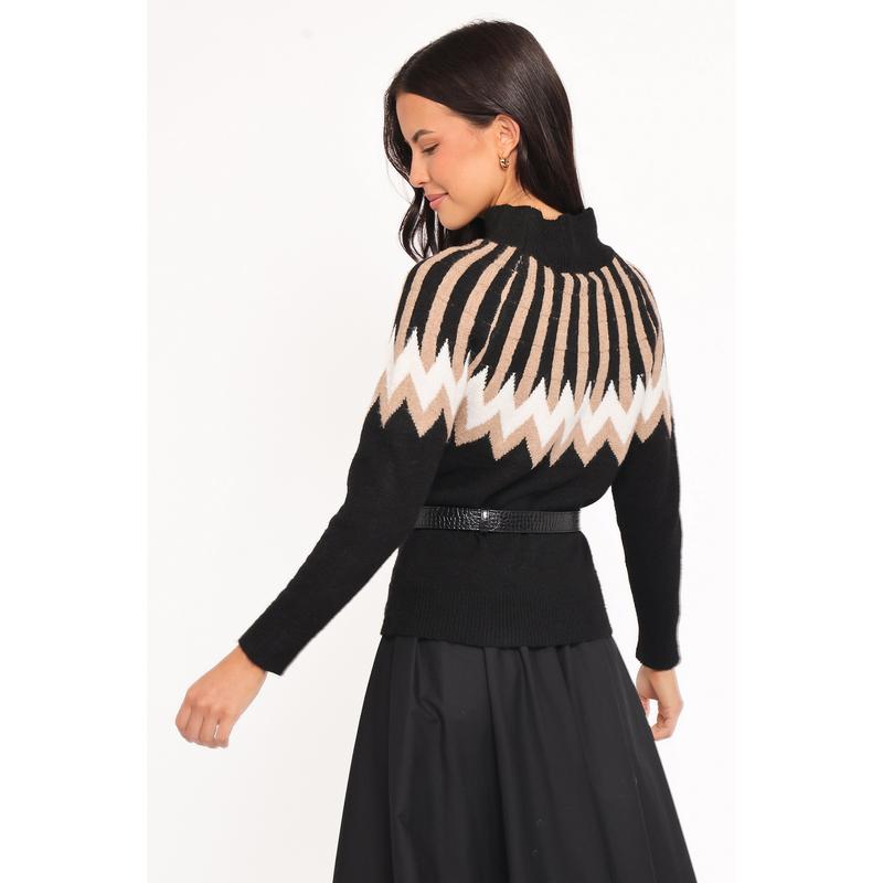 Donner Fairisle Mockneck Sweater - Black