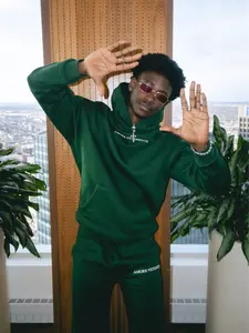 Amore Vetements Iconic Uniform Tracksuit Set – Green Luxury Large XXL 80% Cotton 20% Polyester Embroidered Logo Relaxed Fit Unisex Hoodie & Sweatpants