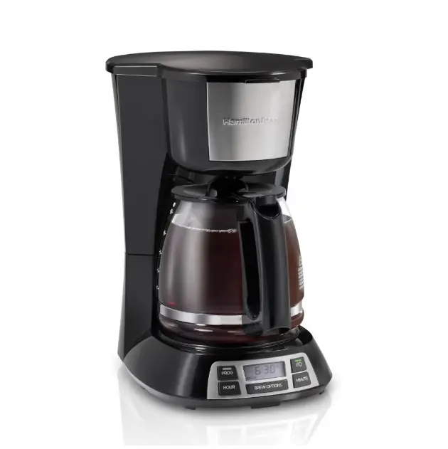 Bold Brew 12-Cup Programmable Drip Coffee Maker Machine with Glass Coffee Pot, Black