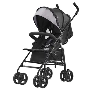 VEVOR Lightweight Stroller, Compact Easy Fold MultiPosition Recline Canopy Backrest, Carbon Steel Frame, Large Storage Basket, Cup Holder, Umbrella Toddler Baby Stroller for Travel, Light Gray/Black