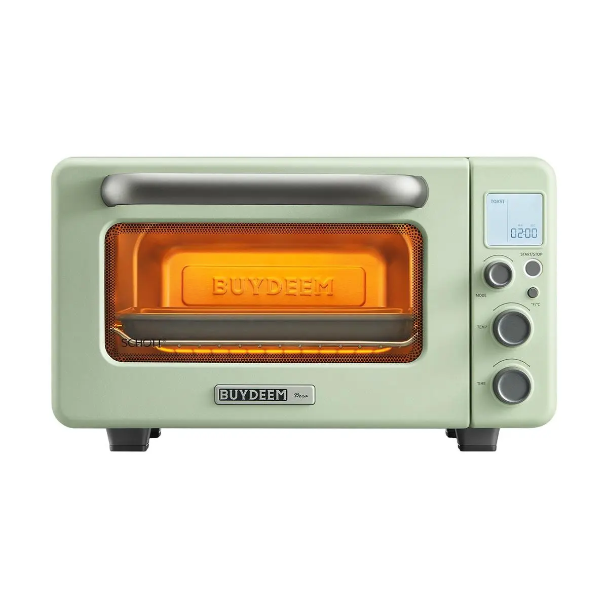 BUYDEEM Mini Countertop Oven with Air Fryer, 12L Rotisserie Oven for Roasting Chicken, Baking, Fermenting, "Light Shirt Green" T10CG