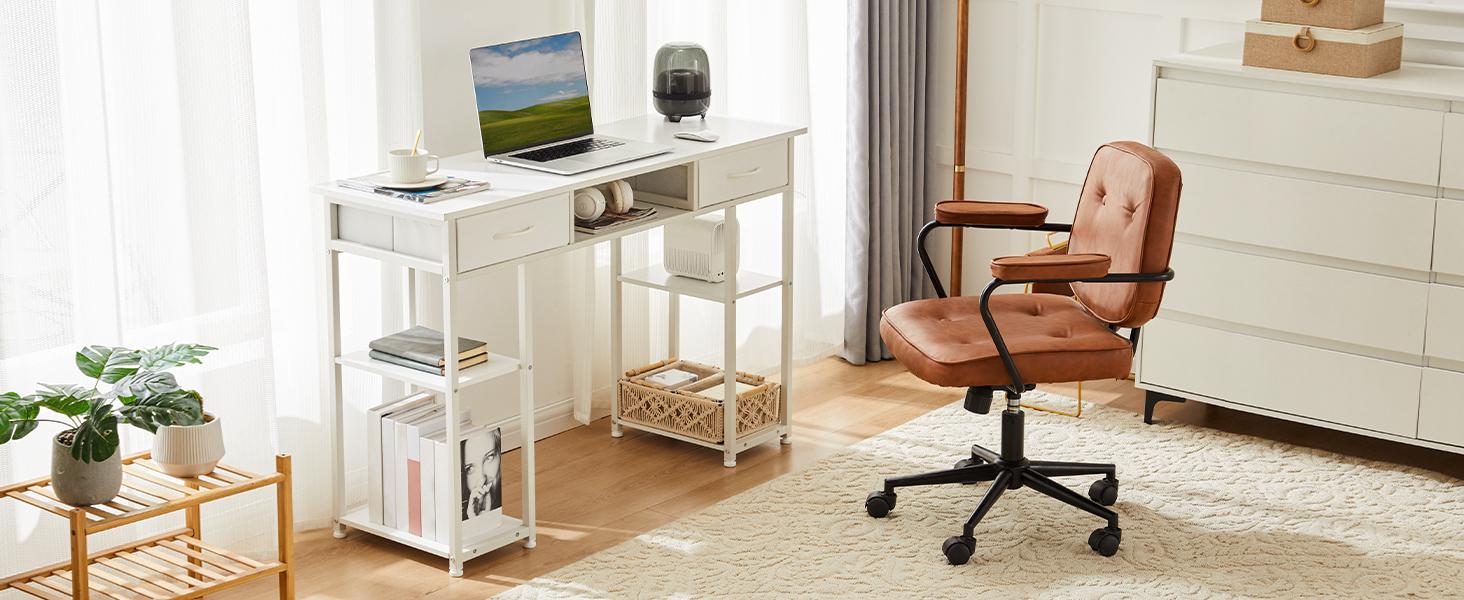 【Deal】Sweet Furniture Computer Desk 48 Inch with Drawers, Metal Frame, Adjustable Feet, Modern Style, High-Quality Build, 250LBS Weight Capacity