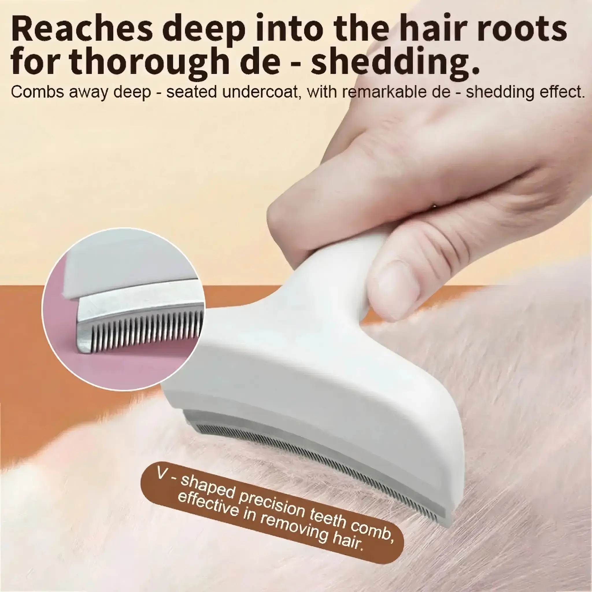 Professional Pet Deshedding Undercoat Rake Deshedding Brush - Premium Plastic Body Fur Removal Tool with Dense Teeth Structure, Curved Blade, Compact Design, Ergonomic Comfort Grip for Long-Haired Dogs, Reduces Shedding, Dematting & Cleans Fur