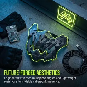 Anime Mechanical Half Face Mask, Japanese Anime Fierce Monster Tiger Skull Style with Mechanical Beak, Cool Sci-Fi Cyberpunk Design, for Cosplay Masquerade Halloween Dance Party Costume Prop paperwhite Full Mexican Set Portable sprinkle cake decoration