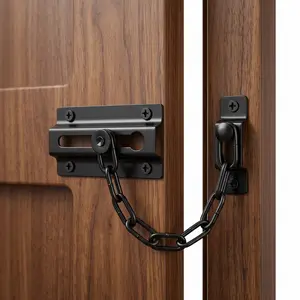 2-Pack Black Child Proofing Door Chain Locks - Heavy-Duty Hotel Safety Locks for Inside Door Security, Includes 12 Screws, Hotel Door Lock, Safety Lock