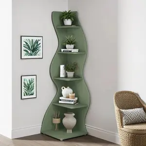 Modern Minimalist 5-Layer Corner Bookshelf, Corner Bookshelf, Display Cabinet, Shelving Unit, Open Storage, For Living Room, Study, And Bedroom. Multifunctional Storage Shelf. Easy To Install.