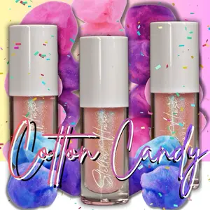 Sparkling Cotton Candy Lip Gloss - Glittery - Hydrating- Flavored – Vegan & Cruelty-Free Moisturizing Lipgloss, Jumbo Applicator High-Shine