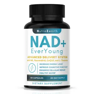 NutraZenith NAD+ EverYoung - 500mg NAD+ & 100mg NR - 60 Capsules - Advanced Delivery System - 30 Day Supply - Healthcare Supplement