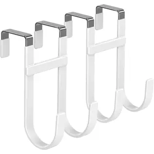 over the Door Hooks, 2-Pack Dual-Hook Organizer Hangers, Non-Slip Rubber Design for Towels, Clothes, Hats & Bags, Room Organizers, Storage Hooks