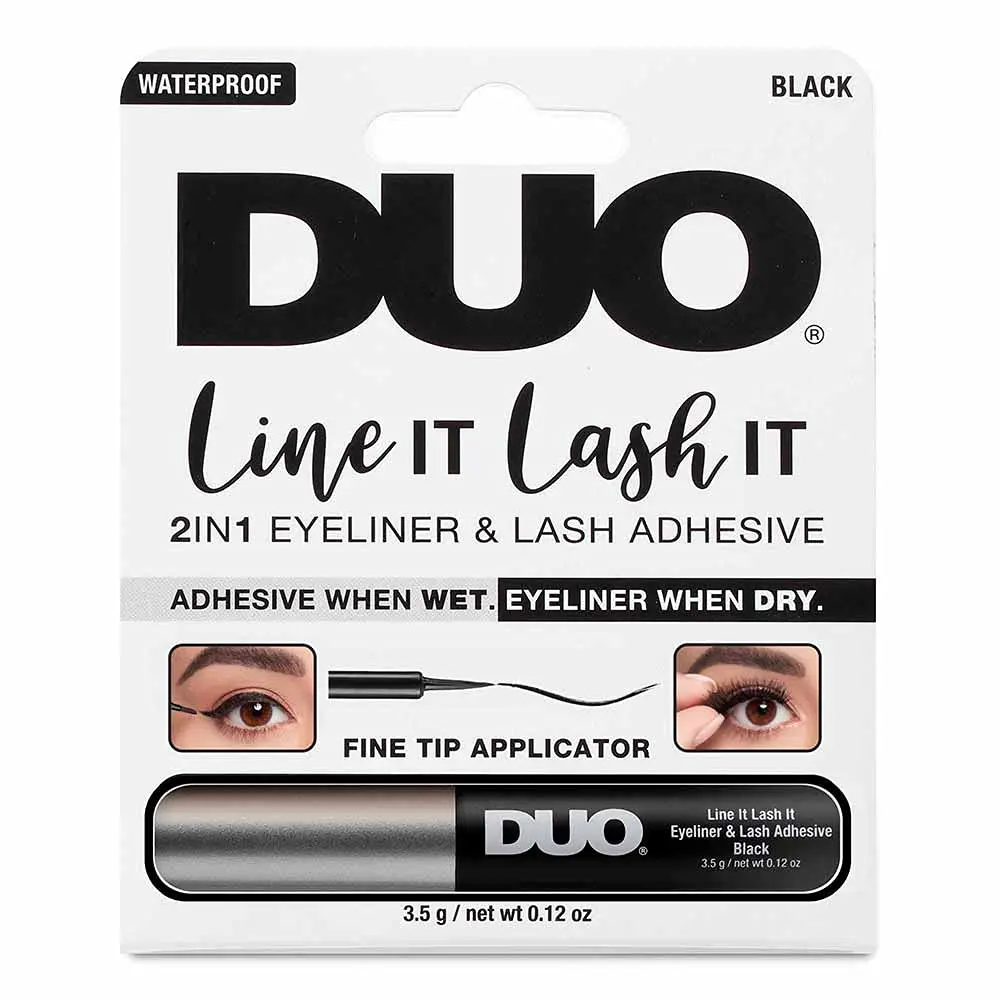 DUO 2-in-1 Eyeliner & Eyelash Adhesive Brush - Black, Waterproof Liquid Felt Tip Eyeliner, Setting Formula, Cruelty Free, Smooth Application for Strip Lashes, 0.12 oz Beauty Product