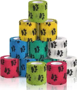 12Pcs 2 Inches X 5 Yards Cohesive Self Adhesive Vet Wrap PreWrap Bandages Bulk Pet Paw Protector for Dogs Cats Horses Birds and Other Pet Animals