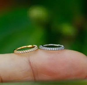 Titanium Triple Sided Micro Gem Hinged Nose Hoop,Septum Ring, Earring Hoop, Women trendy Gold Earrings 
