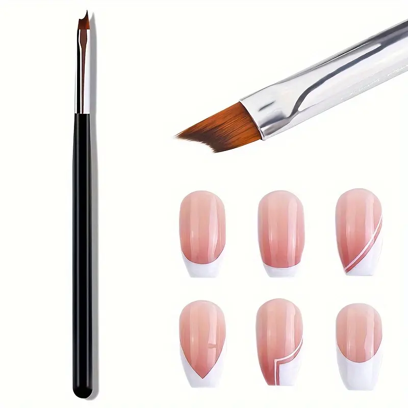 1PC French Tips Oblique Nail Brush Black Handle Half Moon Shape UV Gel Nail Painting Drawing Pen Manicure DIY Design Tools, Nail Art Tools, Diy Manicures, Nail Art Supply