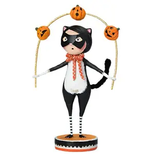 Toss a Jack Cat Halloween Figurine by Lori Mitchell