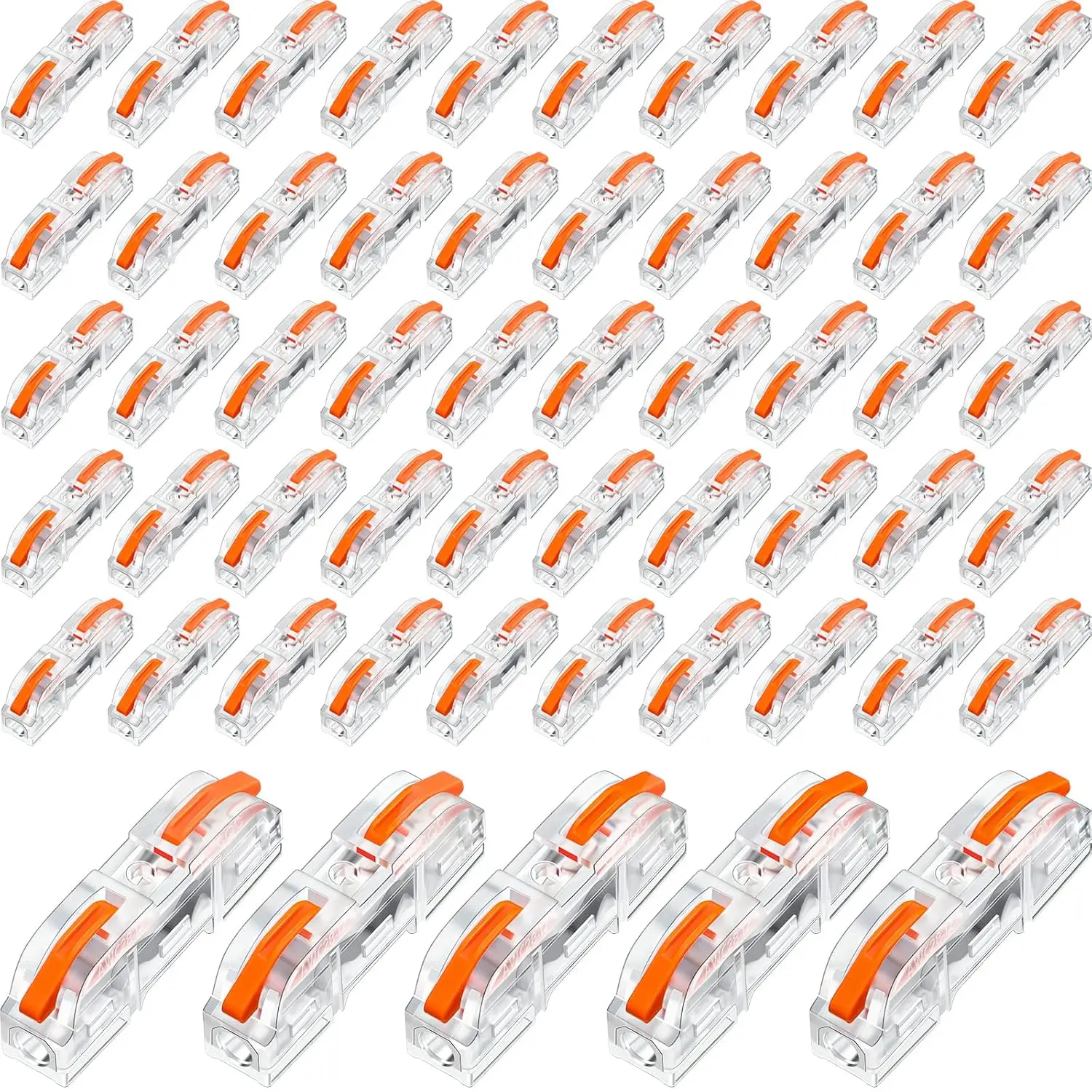 Lever Wire Connector Compact Wire Connectors Single Wire Connectors Assortment Splicing Connectors for 28-12 AWG(Clear, Orange)