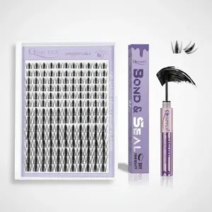 Fairy Lash Clusters Kit & Bond Seal Bundle, Manga Eyelash Clusters with Tweezers and Remover plus 5ml Waterproof Lash Bond & Seal Adhesive for DIY Extensions, Eyelash Extensions Set