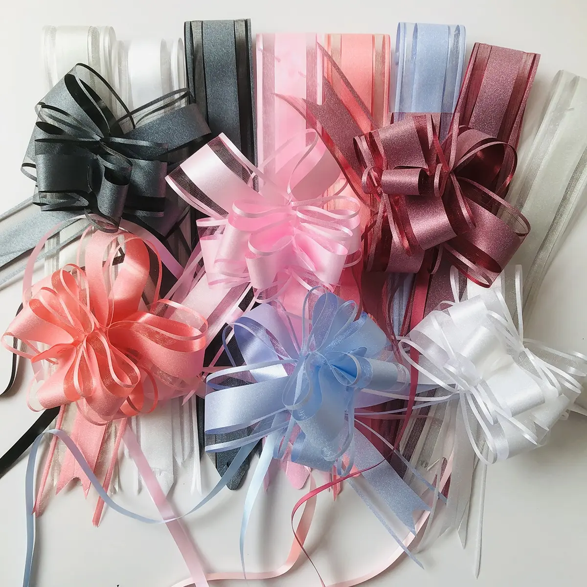 10pcs/Pack 5cm Wide Rhinestone Net Ribbon Bow, Wedding Car Decoration, Sparkling Christmas Gift Wrap, Colorful Floral Silk Ribbons, Gift Wrapping Supplies, Creative Gift Packaging, Gift Bows