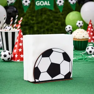 1pc Wooden Napkin Organizer Holder, Football Theme Design Table Decor Kitchen Countertop Organizer for Dining Table Napkin Dispenser for Home. The Perfect Gift for Sports Enthusiasts and Soccer Fans. Ideal for Sports Parties and Holiday Gifts