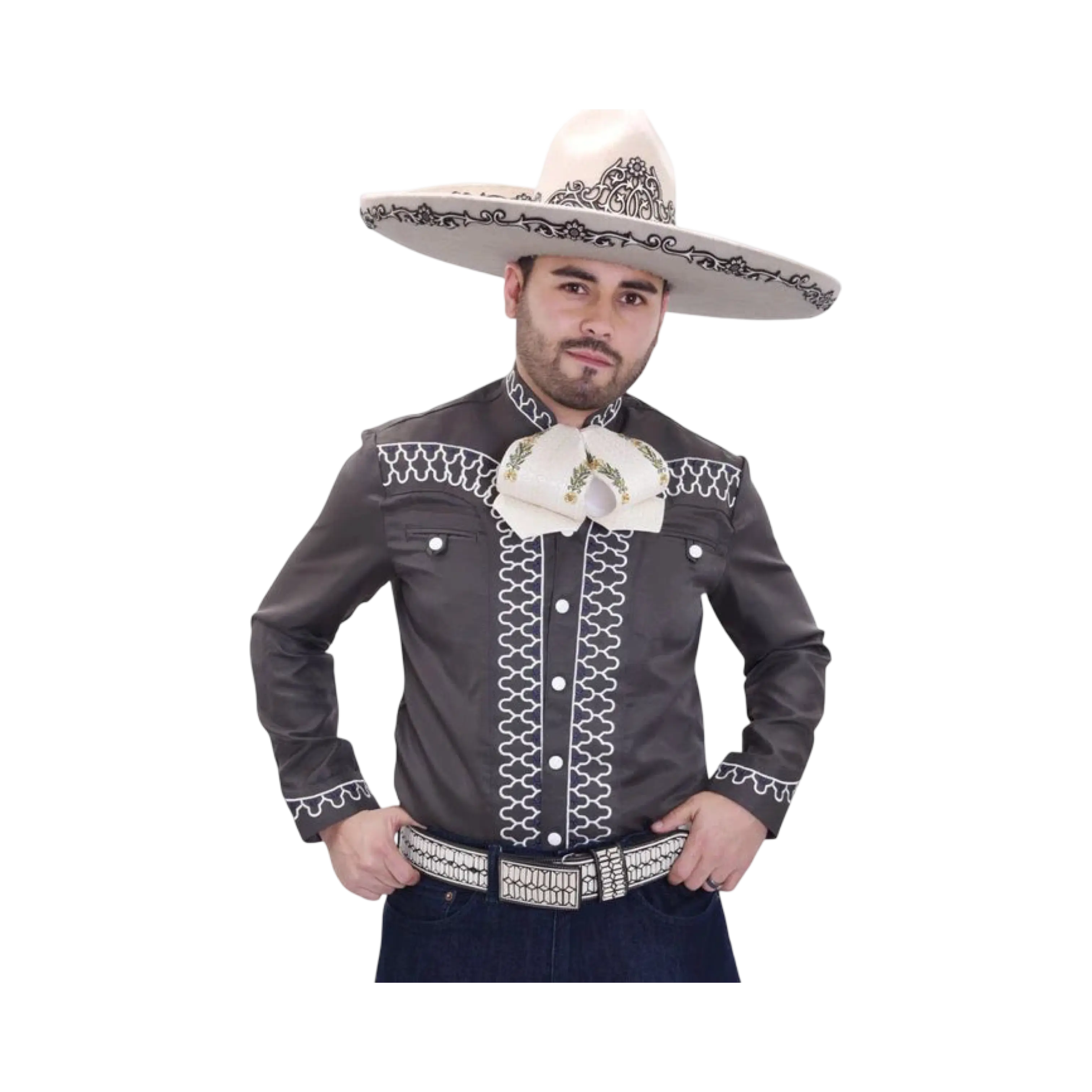 Camisa Charra Gris Claro para Hombre | Importada de México