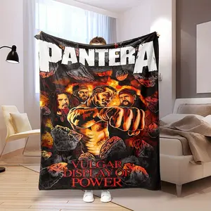 Pantera band themed flannel blanket - versatile, warm and comfortable for the sofa, office, travel - a great gift for all seasons