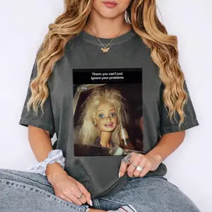Comfort Colors Funny Meme Shirt, Barbie Doll Drinking Wine Tee, Relatable Humor Graphic Shirt, Trendy Viral Outfit, Gift Idea