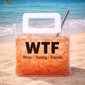 W.T.F Wine Tasting Friends Beverage Bag with Straw - Just Add Ice and Your Favorite Beverage - Perfect for Drinkware