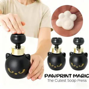 Cute Cat Paw Foam Soap Dispenser - Touch-Activated, No Buttons Needed, Cat Claw-Shaped Foam & Cute Black Cat Design, Bathroom Accessory, Soap Container