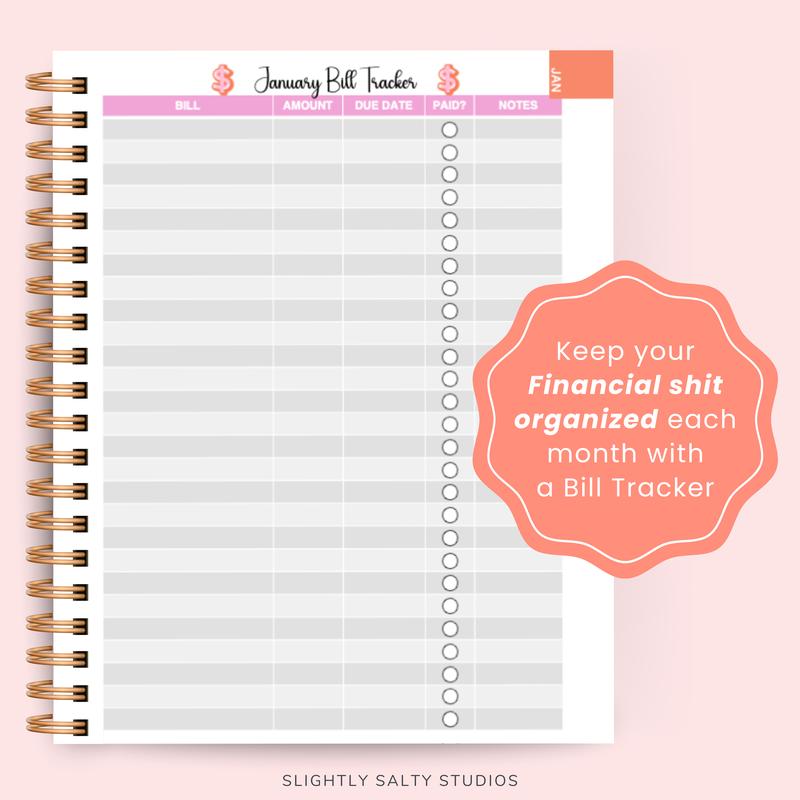 2026 F*ck It Planner for Tired-Ass Women - Funny Daily & Monthly Planner with Budget and Mood Trackers, 60+ Sarcastic Quotes, 110 Full-Color Pages, Hard Cover, Gold Spiral Binding