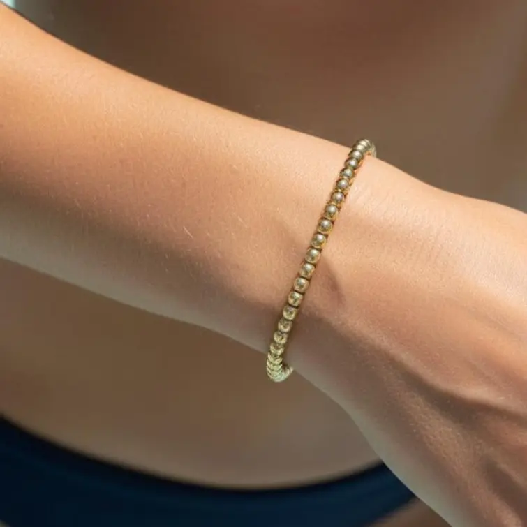 Gold Classic Beaded Bracelet | Waterproof, Hypoallergenic & Tarnish Resistant