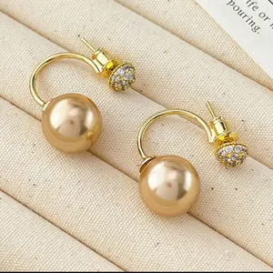 LisiZen Champagne Pearl Earrings for Women, 2025 Maillard Style Jewelry, Luxury Chic Elegant Statement Studs DZEH2286