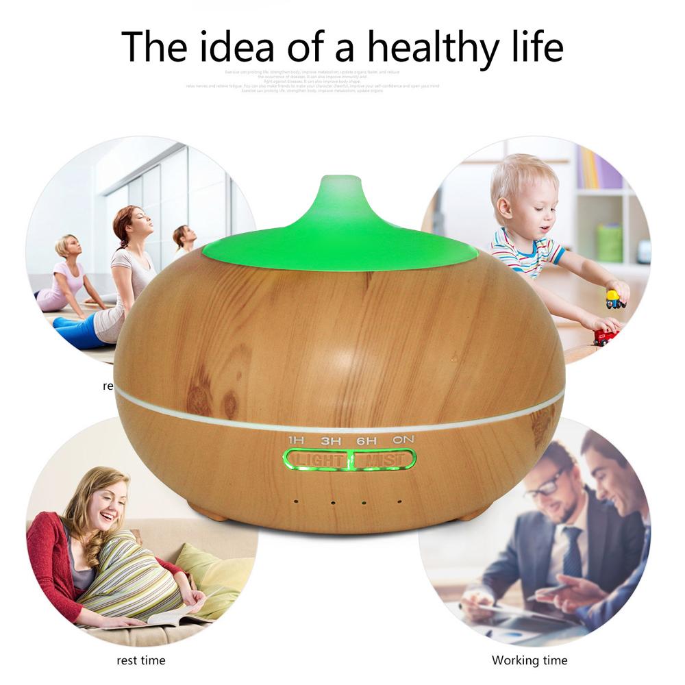 550ml Wood Grain Essential Oil Diffuser & Air Humidifier with Remote operation Control, Ultrasonic Aromatherapy Machine, 7 Color LED Light, Air Purifier, Includes 6 Oils Aromatherapy Diffuser with Lights Aroma plant Diffuser Aroma Diffuser CoolRelief