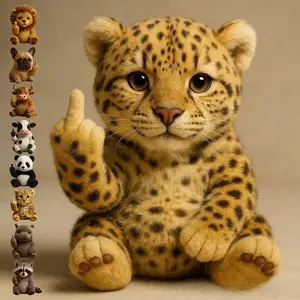 Novelty Plush Animal with Middle Finger Accent as Mood Props Desk Decor.