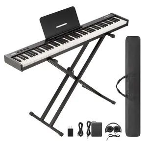 GARVEE 88 Key Keyboard Piano,Piano Keyboard,Weighted Full-Size Electric Keyboard Piano for Beginners,Portable Electric Piano with Stand,Power Adapter Headphones,Pedal,Handbag, Bluetooth, USB MIDI