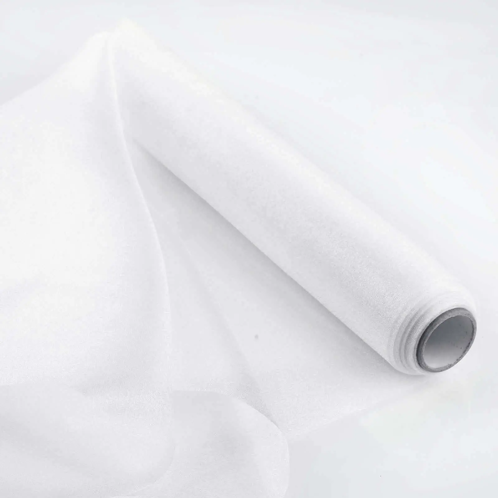 White Sheer Chiffon Fabric Bolt - 12"x10yd DIY Voile Drapery Fabric for Runners, Decorations, Arches, Aisle Wrapping