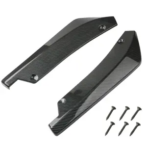 2-Piece Carbon Fiber Texture Car Rear Bumper Diffuser Lip Spoiler, Car Decoration, Universal Body Rear Wing Exterior Accessories, Ideal for Car Modification Enthusiasts, Universal Rear Underbody Decoration for All Car Models