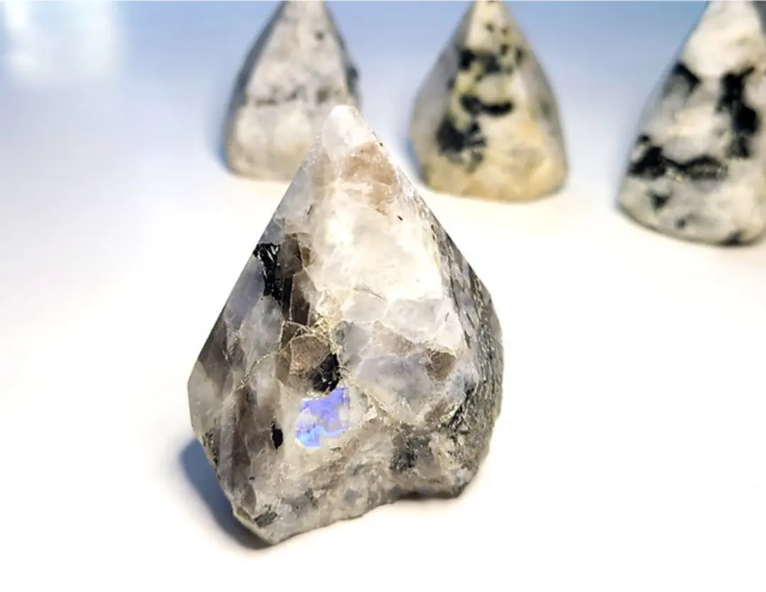 Rainbow Moonstone Crystal, Natural Moonstone Polished Point, Rainbow Moonstone Point, Polished Moonstone, Moonstone & Black Tourmaline Point