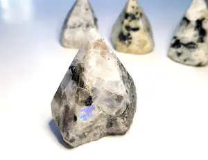 Rainbow Moonstone Crystal, Natural Moonstone Polished Point, Rainbow Moonstone Point, Polished Moonstone, Moonstone & Black Tourmaline Point
