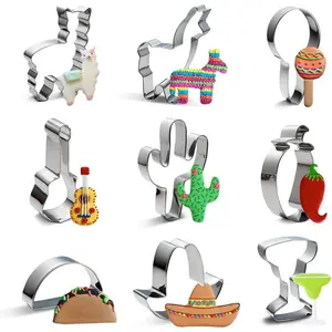 9Pcs Stainless Steel Cookie Cutters, Baking Cake Decorating Molds, Chocolate Cutters, Kitchen Accessories, Home Kitchen Items - Home Improvement. Bakeware Birthday