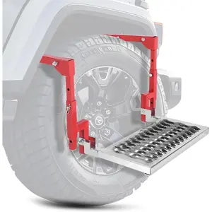 Heavy Duty Folding Tire Step for Truck SUV RV, Adjustable Tire Mounted Step Fits 10.2"-14.4", 300 Lbs Load Capacity, Shark Jaw Non-Slip Steel Platform, Universal Fit for Pickup Trucks