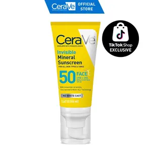 CeraVe Invisible Mineral Sunscreen SPF 50 – Broad-Spectrum Face Protection | Hydrating, Weightless, No White Cast